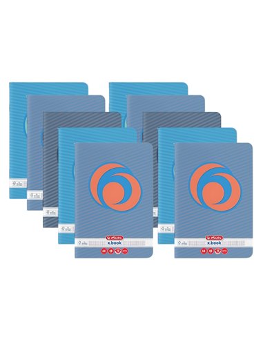 Set 10 caiete Herlitz A4, 48 file, matematica, colturi rotunjite, Motiv rainbow 