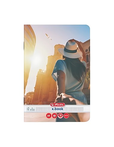 Caiet Herlitz A4, 80 file, 70 g/mp, matematica, colturi rotunjite, Motiv follow me