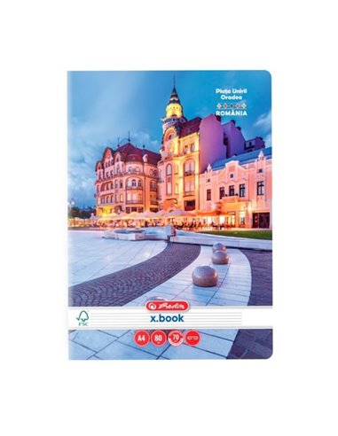 Set 5 Caiete Herlitz, A4, 80 file 70g/mp, Dictando, colturi Rotunjite, motiv Romania