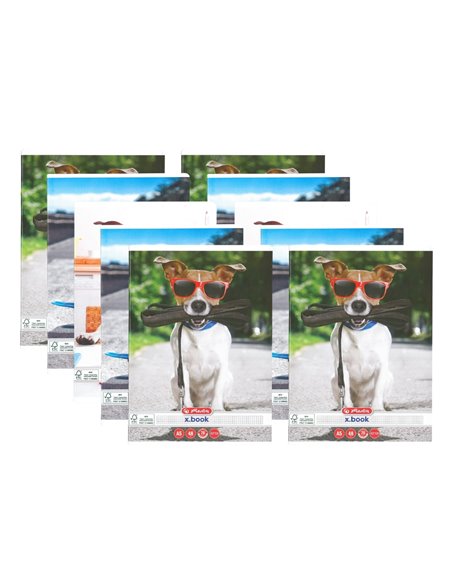 Set 10 caiete Herlitz A5, 48 file, 70 g/mp, matematica, colturi rotunjite, Motiv cool dog