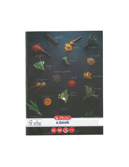 Caiet Herlitz A5, 80 file, 70 g/mp, dictando, colturi rotunjite, Motiv spices