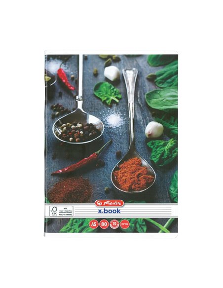Caiet Herlitz A5, 80 file, 70 g/mp, dictando, colturi rotunjite, Motiv spices