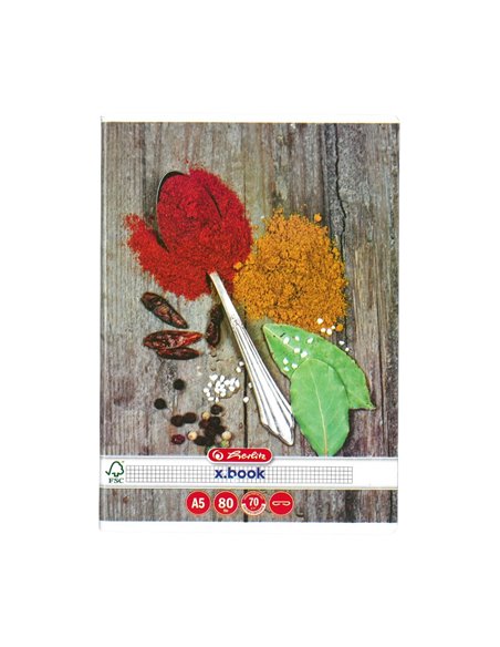 Caiet Herlitz A5, 80 file, 70 g/mp, matematica, colturi rotunjite, Motiv spices Caiet Herlitz A5, 80 file, 70 g/mp, matematica, colturi rotunjite, Motiv spices