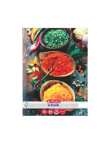 Caiet Herlitz A5, 80 file, 70 g/mp, matematica, colturi rotunjite, Motiv spices Caiet Herlitz A5, 80 file, 70 g/mp, matematica, colturi rotunjite, Motiv spices
