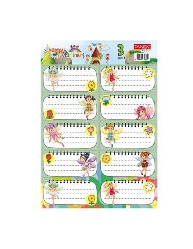 Etichete scolare Tanex TWTLS819, 30 buc./set, Motiv fairies