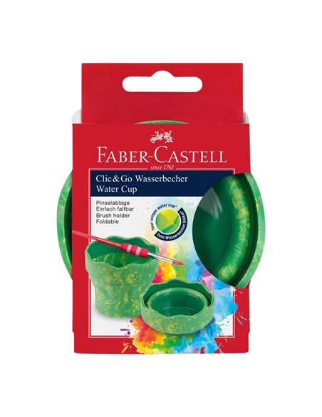 Pahar apa Click&Go Faber-Castell, Motivdinozauri, Verde marmorat