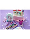 Pahar apa Click&Go Faber-Castell, Motiv unicorni, Roz marmorat