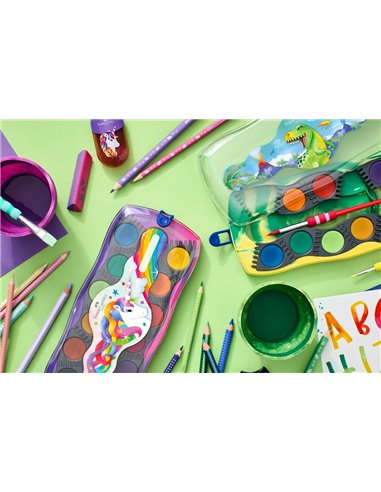 Pahar apa Click&Go Faber-Castell, Motivdinozauri, Verde marmorat