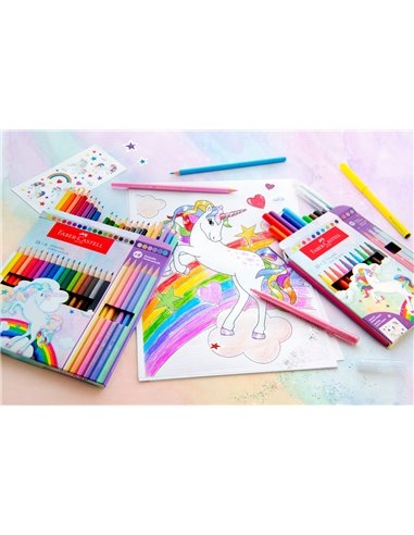 Creioane colorate Faber-Castell FC111219, 10+3 culori, Motiv unicorni