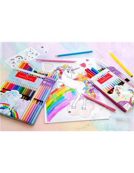 Creioane colorate Faber-Castell FC111219, 10+3 culori, Motiv unicorni