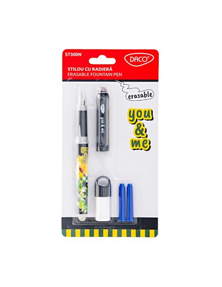 Stilou cu cerneala termosensibila Daco You&Me, Motiv goal, Negru