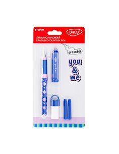Stilou cu cerneala termosensibila Daco You&Me, Motiv floral, Mov