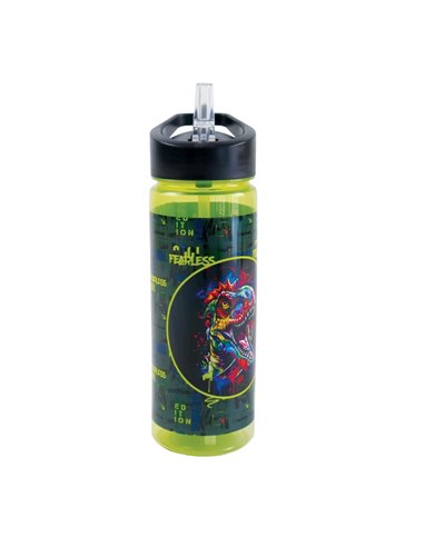 Sticla apa din plastic cu pai S-COOL SC3109, 600 ml, Fearless