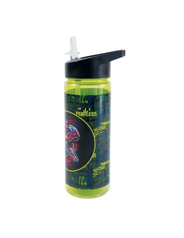 Sticla apa din plastic cu pai S-COOL SC3109, 600 ml, Fearless