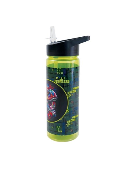Sticla apa din plastic cu pai S-COOL SC3109, 600 ml, Fearless
