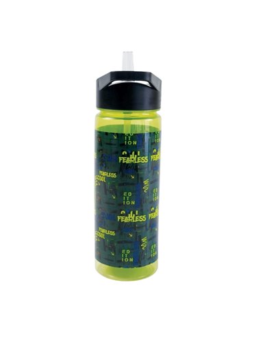 Sticla apa din plastic cu pai S-COOL SC3109, 600 ml, Fearless