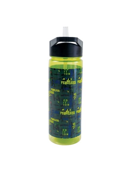 Sticla apa din plastic cu pai S-COOL SC3109, 600 ml, Fearless