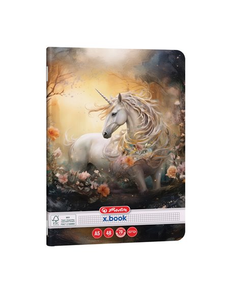 Caiet Herlitz A5, 48 file, 70 g/mp, matematica, Motiv unicorn