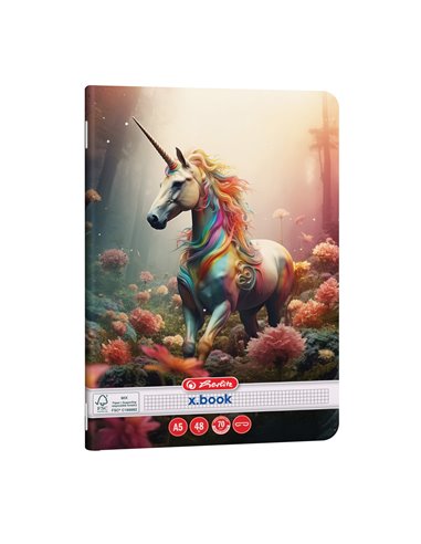 Caiet Herlitz A5, 48 file, 70 g/mp, matematica, Motiv unicorn
