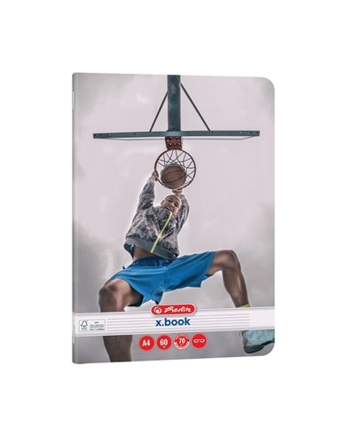 Set 5 caiete Herlitz A4, 60 file, 70 g/mp, dictando, colturi rotunjite, Motiv sports