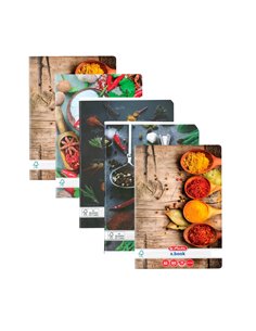 Set 5 caiete Herlitz A5, 80 file, 70 g/mp, dictando, colturi rotunjite, Motiv spices