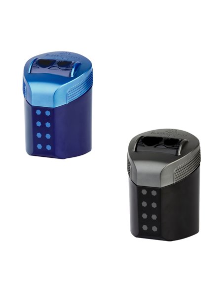 Ascutitoare dubla roll on Faber-Castell FC183910, Negru/Albastru