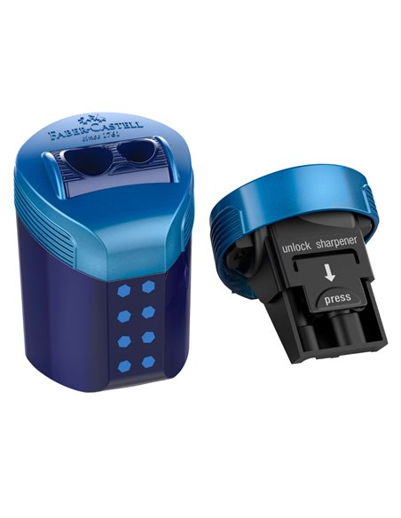 Ascutitoare dubla roll on Faber-Castell FC183910, Negru/Albastru