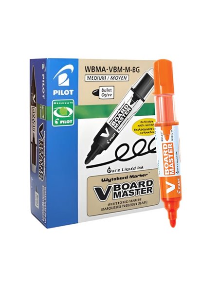 Marker pentru tabla Pilot Vboard Master, varf rotund, 2.3 mm, 10 bucati/cutie, portocaliu