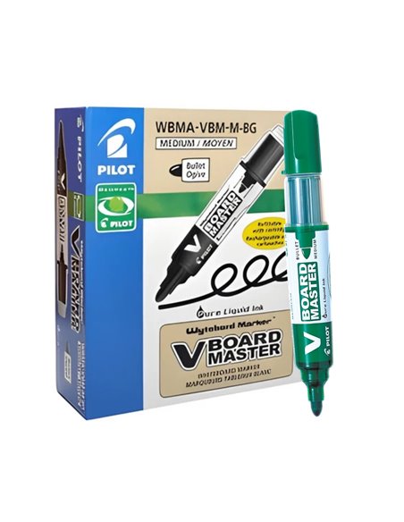 Marker pentru tabla Pilot Vboard Master, varf rotund, 2.3 mm, 10 bucati/cutie, verde