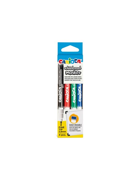 Set 4 markere whiteboard Carioca, varf rotund, 2.8 mm
