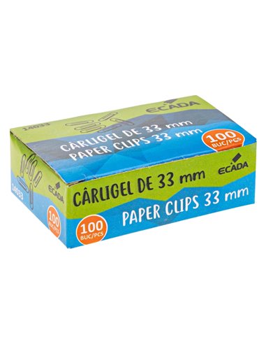 Agrafe hartie din metal Ecada 14033, 33 mm
