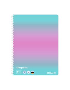Caiet cu spira A4 Pelikan color edition, 80 file, 70 g/mp, matematica, Roz/Menta