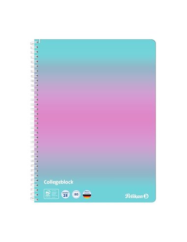 Caiet cu spira A4 Pelikan color edition, 80 file, 70 g/mp, matematica, Roz/Menta