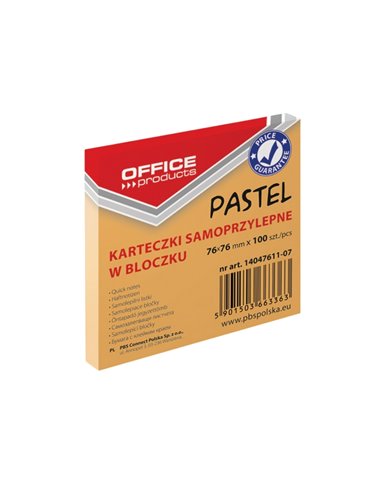 Notes autoadeziv Office Products, 76 x 76 mm, 100 file, Orange pastel