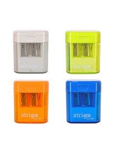 Ascutitoare dubla cu capac Strigo SSC389, Culori asortate