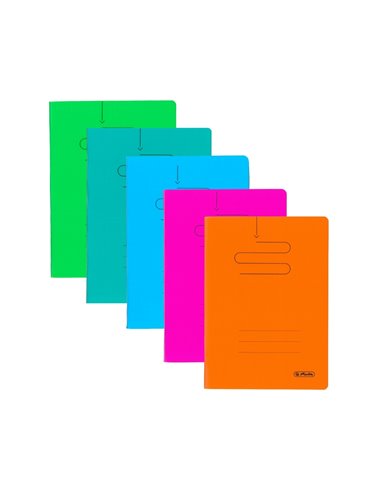 Set 5 caiete Herlitz A5, 48 file, 70 g/mp, dictando, coperta plastic, Culori asortate