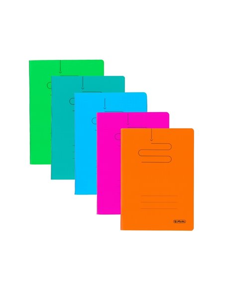 Set 5 caiete Herlitz A5, 48 file, 70 g/mp, matematica, coperta plastic, Culori asortate