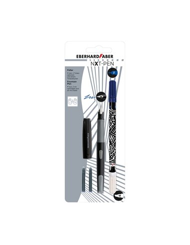 Stilou scolar NXT Eberhard Faber + 2 rezerve cerneala + pic, Gri/Negru