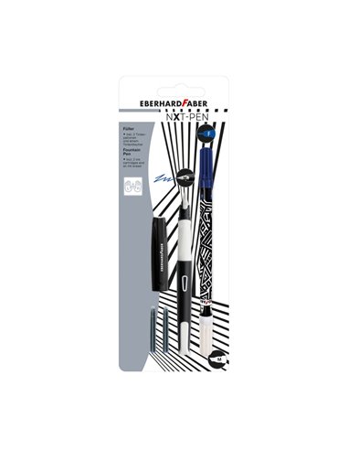 Stilou scolar NXT Eberhard Faber + 2 rezerve cerneala + pic, Alb/Negru