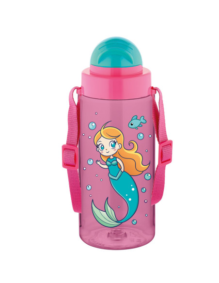 NKT-0107,Sticla apa pt copii tritan 500ml cu pai si curea transport t-0107 noki