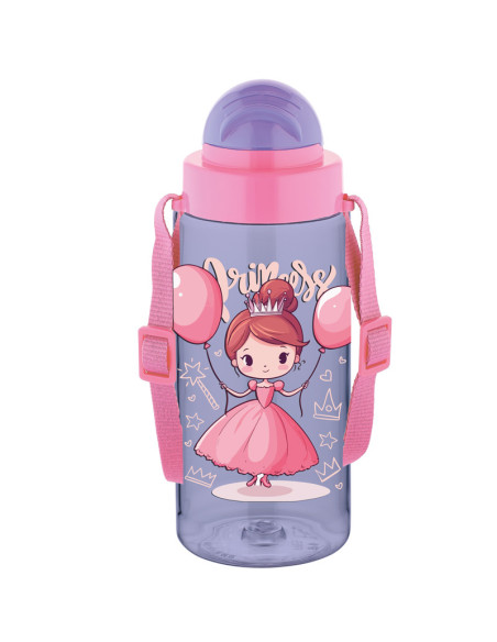 NKT-0107,Sticla apa pt copii tritan 500ml cu pai si curea transport t-0107 noki