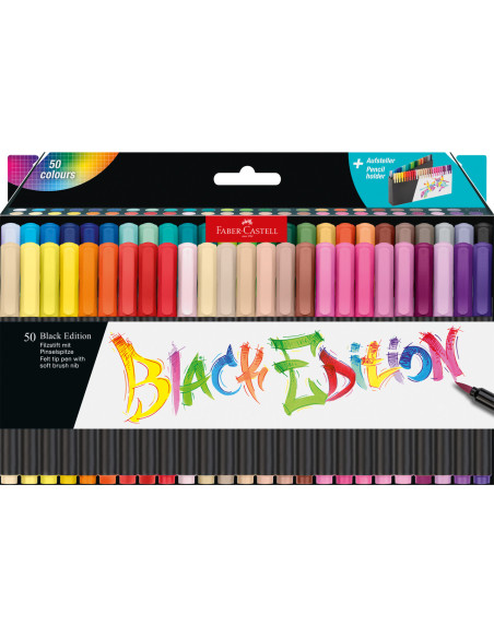 FC116454,Brush pens black edition set 50 culori faber-castell