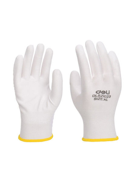 DLEDL521023,Manusi protectie pereche 2 buc poliester cauciucat albe xl deli