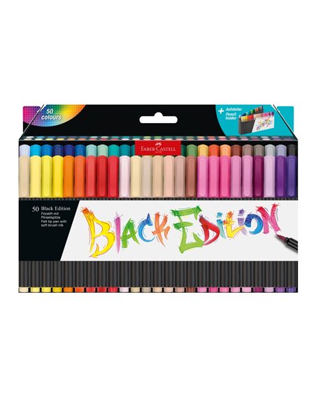 Brush pens black edition set 50 culori faber-castell