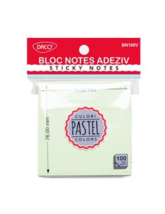 Bloc notes adeziv Daco ( Post-it ) BN100V, 76×76 mm, Verde pastel