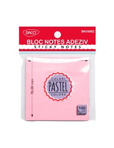 Bloc notes adeziv Daco ( Post-it ) BN100RZ, 76×76 mm, Roz pastel