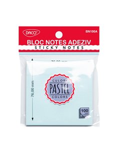 Bloc notes adeziv Daco ( Post-it ) BN100A, 76×76 mm, Albastru pastel
