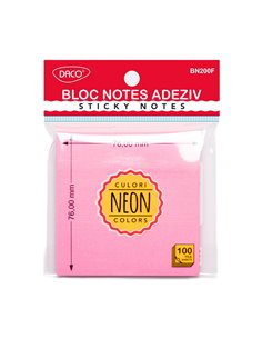 Bloc notes adeziv Daco ( Post-it ) BN200F, 76×76 mm, Fucsia neon