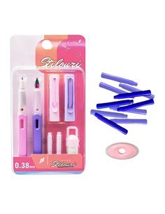 Set 2 stilouri cu cerneala termosensibila + 10 rezerve si radiera, Motiv girl