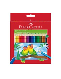 Creioane Colorate Eco Faber-Castell FC120524 Triunghiulare + Ascutitoare, 24 culori